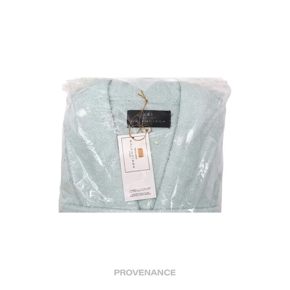 🔴 Balenciaga BB Logo Embroidered Robe - Powder Blue Terry
